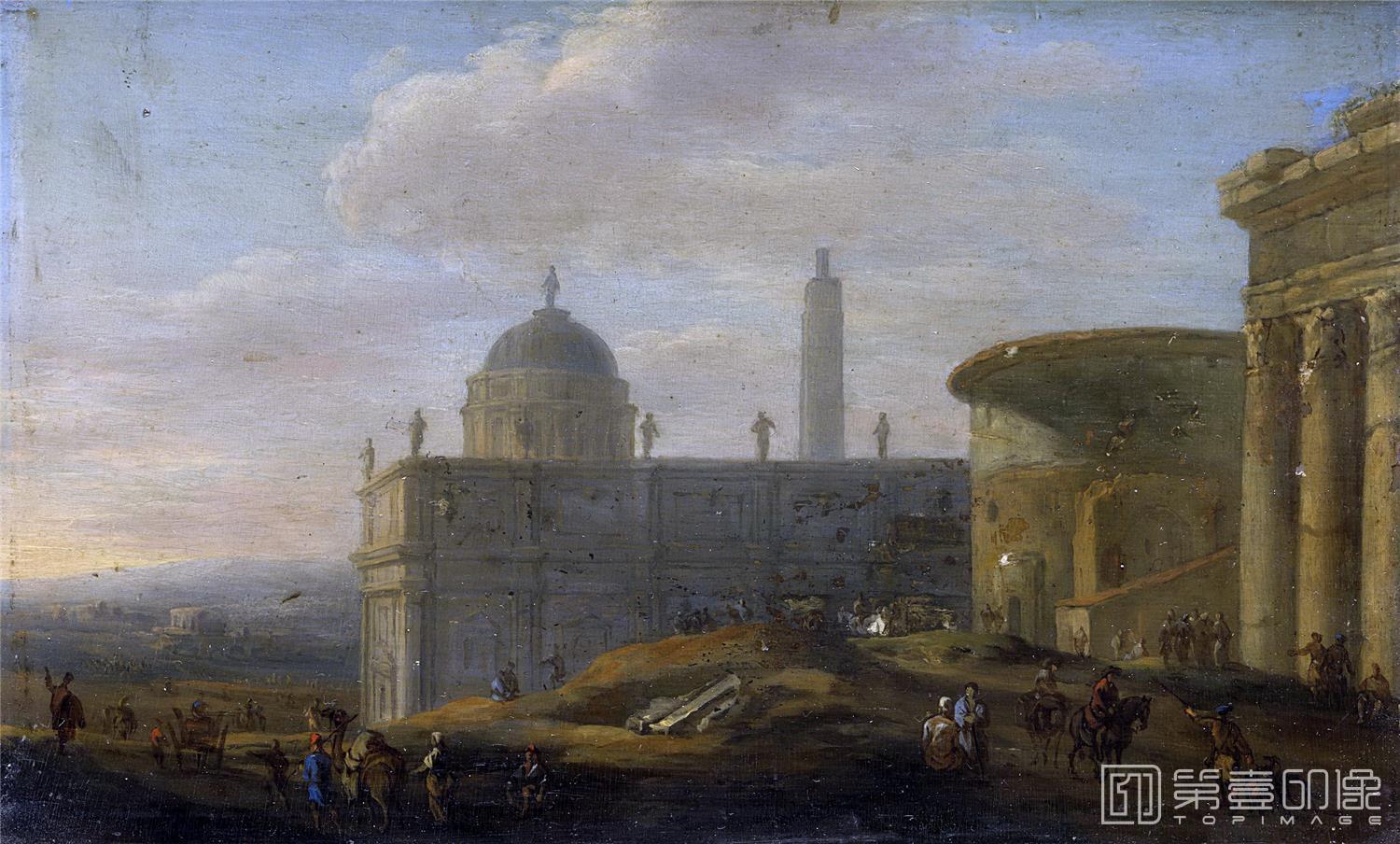 油画-荷兰阿姆斯特丹国家美术馆-Ulft Jacob van der Italiaans stadsgezicht 1650 - 1689-1601